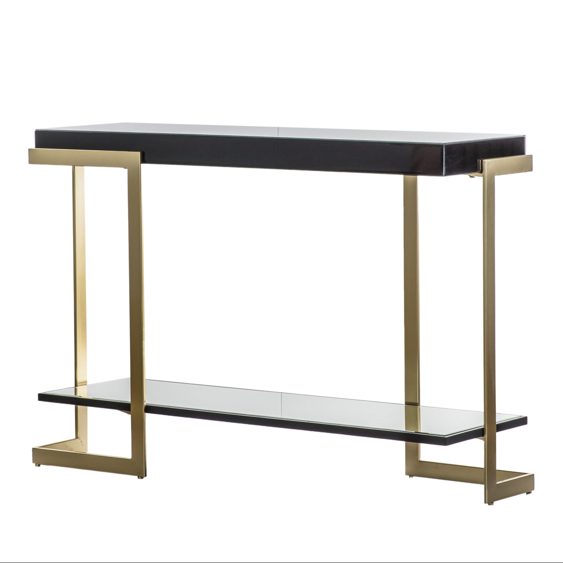 Althea Gold & Black Glass Art Deco Console Table